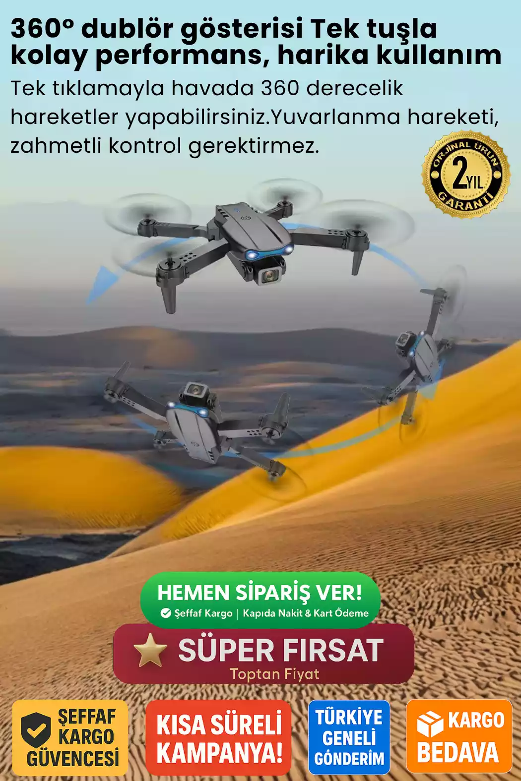 1 ADET 4K Kameralı Drone
