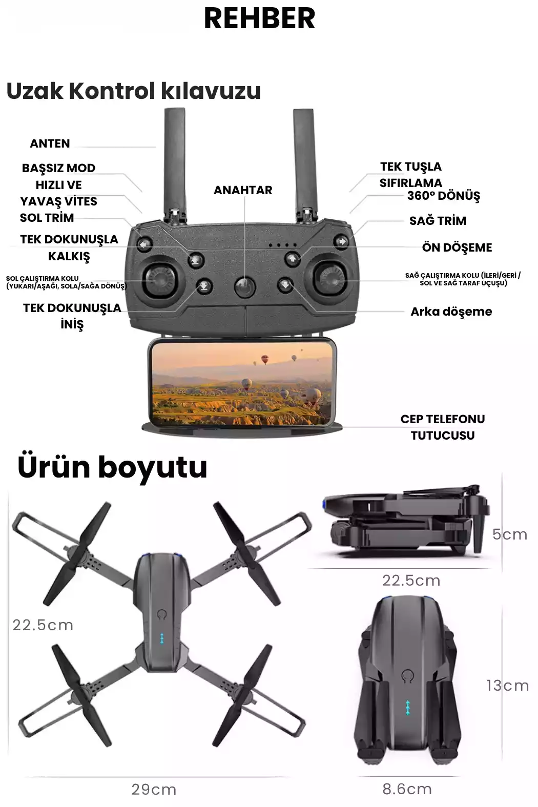 1 ADET 4K Kameralı Drone